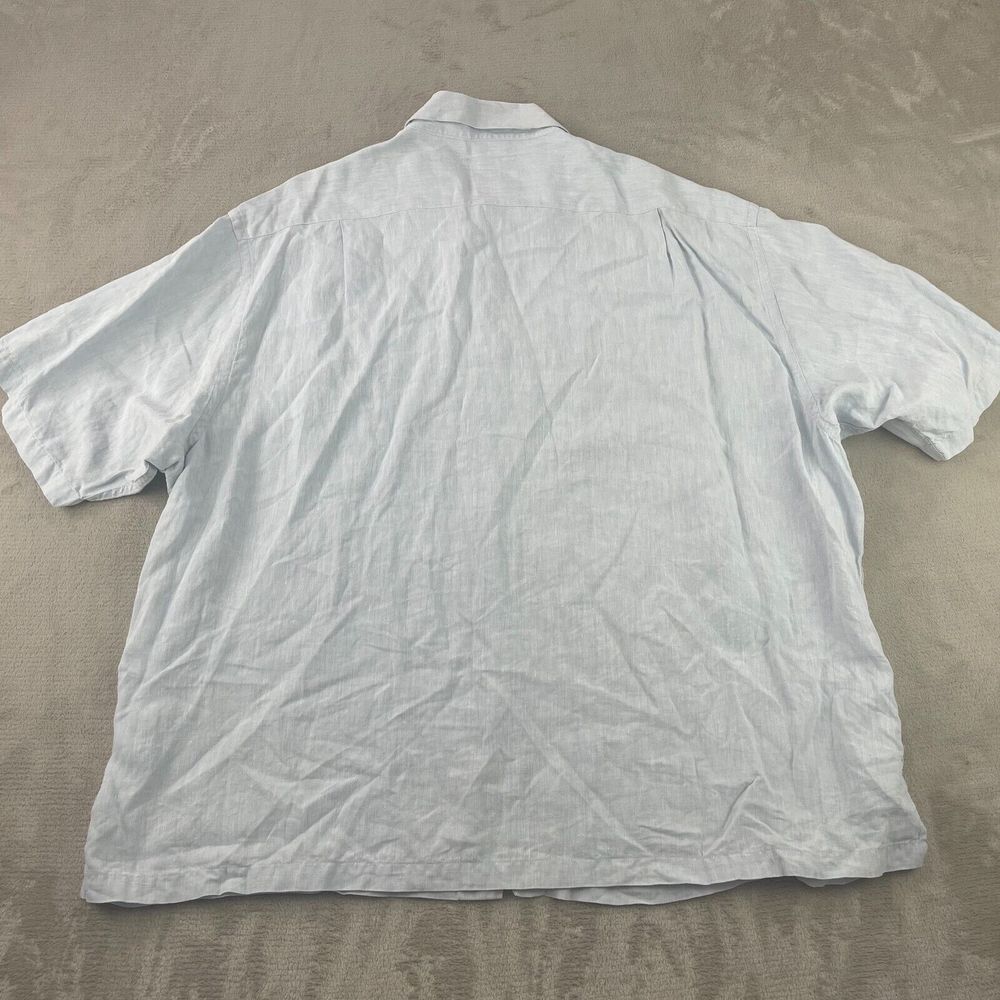Brooks Brothers Shirt Men 4XL Light Blue 100% Linen Short Sleeve Oxford Sport - Picture 6 of 8